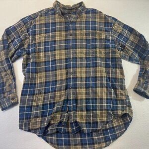 Abercrombie & Fitch cotton wool green  plaid button down mens long sleeve shirt